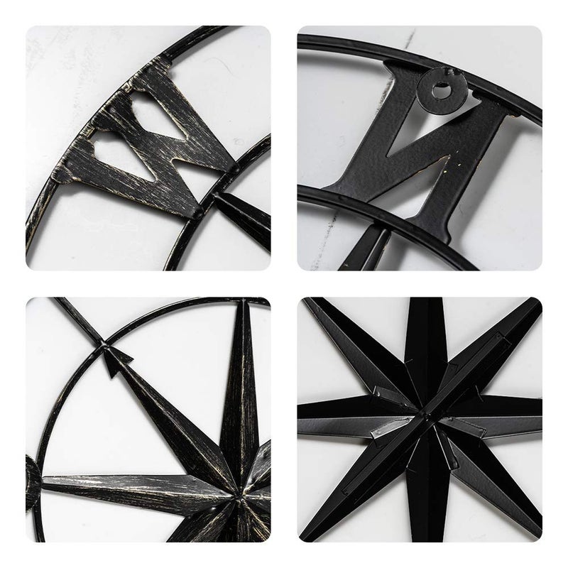 DECORKEY 11" Compass Wall Decor Decorative Round Metal Compass Distressed Wall DÃ©cor Nautical Wall Decor for Indoor Outdoor Beach House Decor Nursery Decor Lake House - Image 5