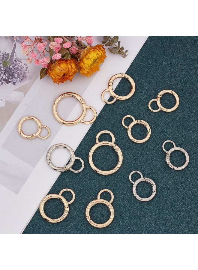 Round Spring Snap Hooks, 24pcs 3 Sizes 24 29 35mm O Ring Key Clasps Trigger Spring Keyring Buckle Hook Clip DIY Accessories for Bags Handbag Purses Keychain, Golden/Platinum - Image 3