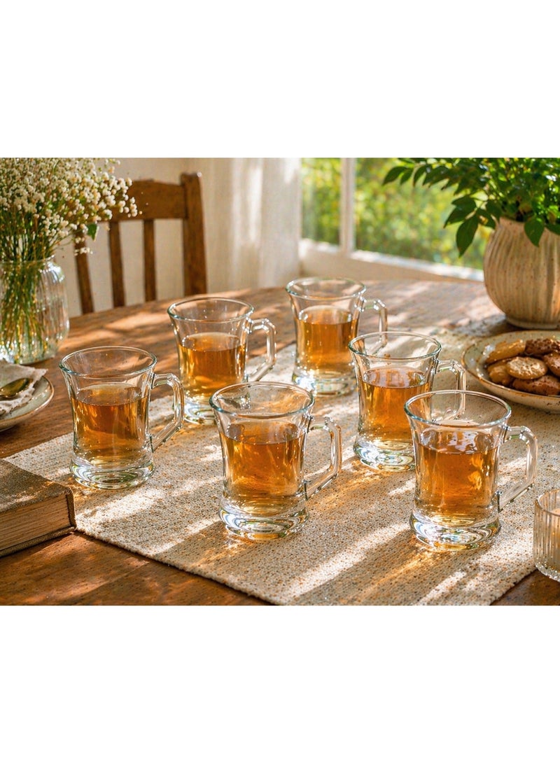 Home Pro 6-Piece Clear Glass Mug Set – Elegant Tea & Coffee Cups with Handle for Everyday Use - Image 2