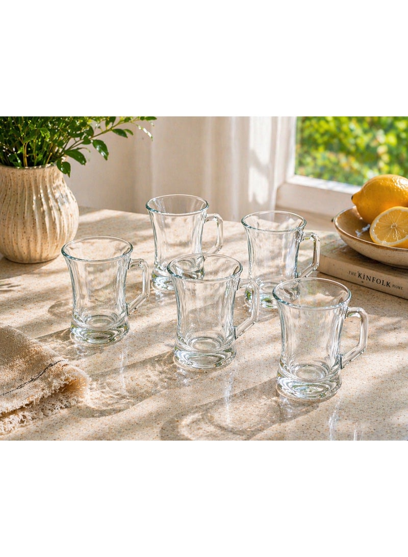 Home Pro 6-Piece Clear Glass Mug Set – Elegant Tea & Coffee Cups with Handle for Everyday Use - Image 1