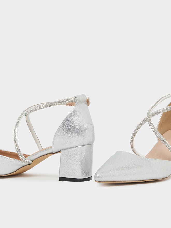 Sneak-a-Peek Sneak-a-Peek Rhinestone Strap Block Heel Ankle Strap Shoes  - Image 4