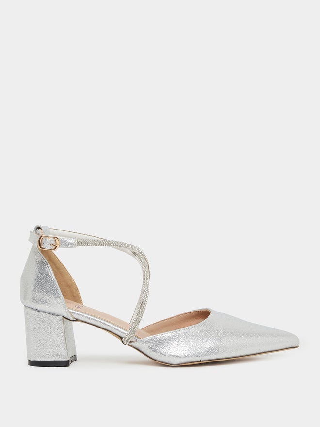 Sneak-a-Peek Sneak-a-Peek Rhinestone Strap Block Heel Ankle Strap Shoes  - Image 2
