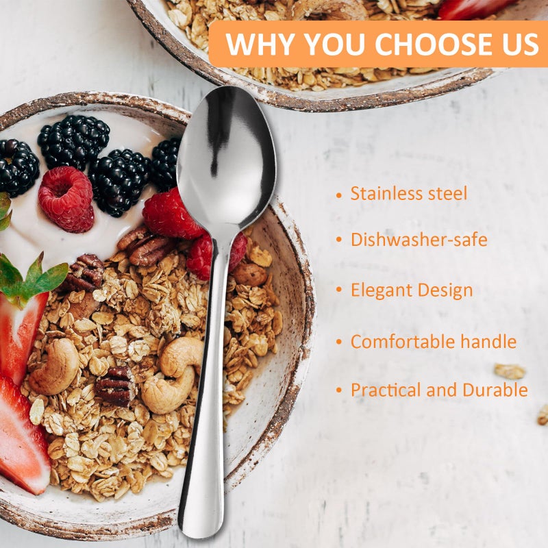 Hansmart 60 PCS Dinner Spoons Set - Windsor Stainless Steel Dinner Spoon 7.1 Inch with Dishwasher Safe Dessert Spoons, Metal Dessert Spoon, Silverware for Home, Kitchen or Restaurant - Image 4