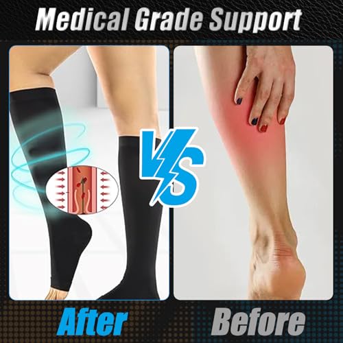 TecoKart® 2 Pairs Compression Socks for Women and Men, Stockings for Varicose Veins with Ankle Support Pain Relief - Image 4