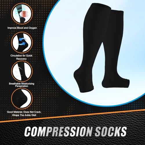 TecoKart® 2 Pairs Compression Socks for Women and Men, Stockings for Varicose Veins with Ankle Support Pain Relief - Image 2