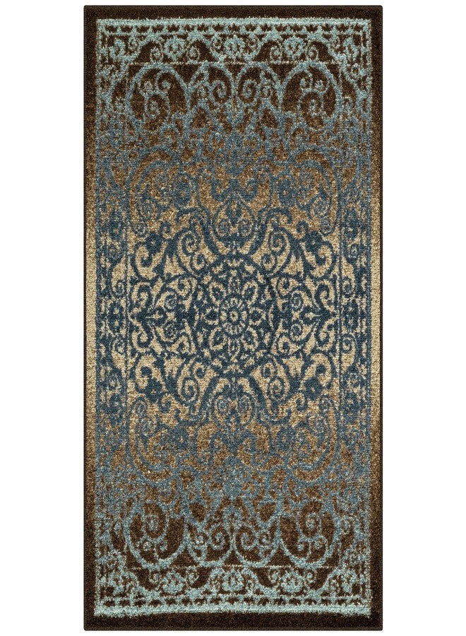 Maples Rugs Pelham Vintage Kitchen Rugs Non Skid Accent Area Carpet [Made in USA], 2'6 x 3'10, Blue/Walnut - Image 1