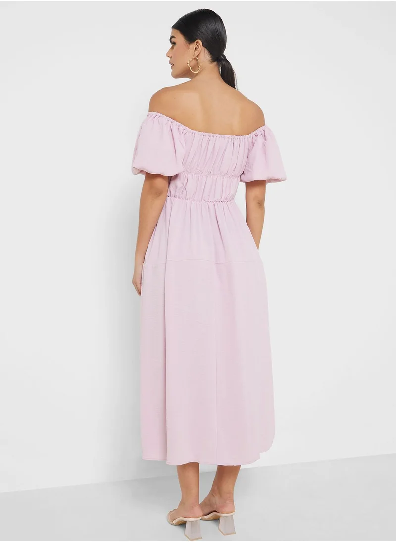 ELLA Off Shouldered Dress With Ruching