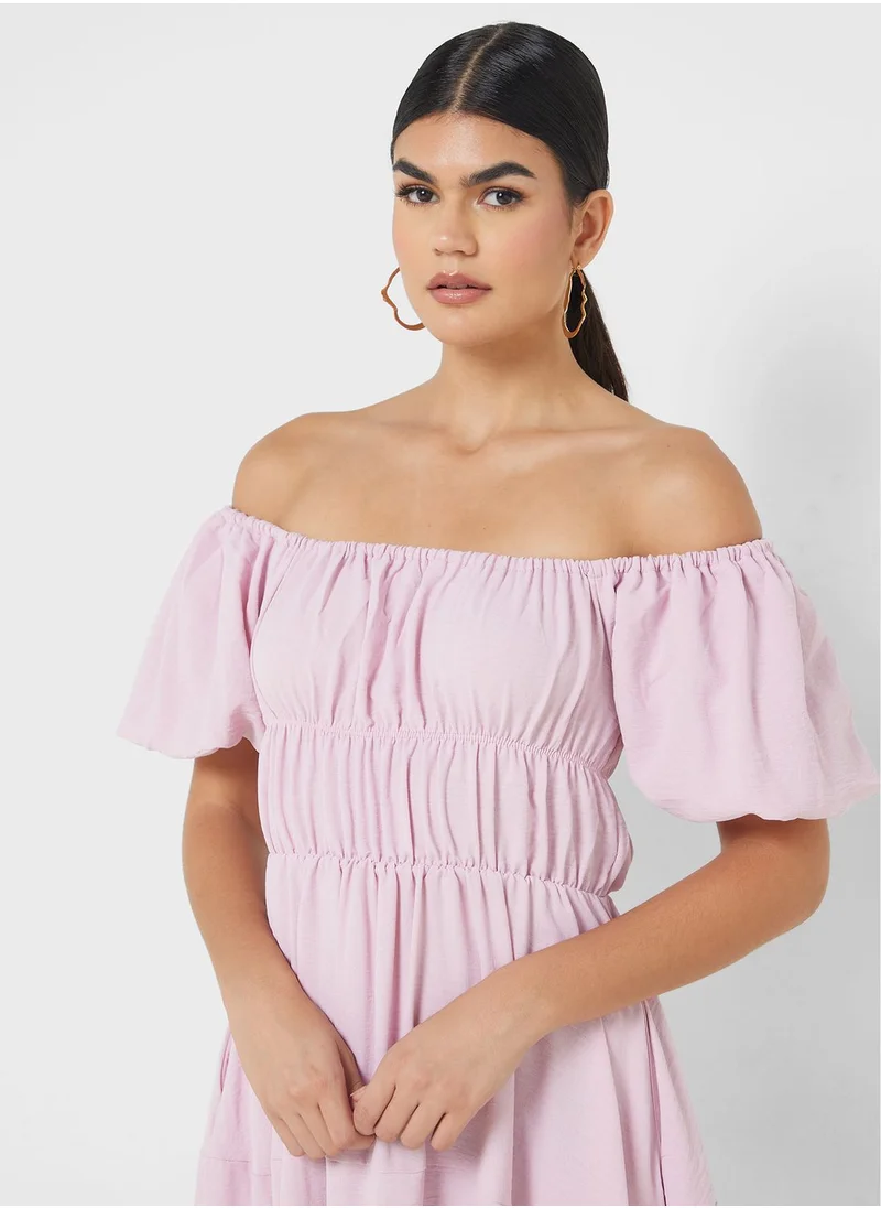 ELLA Off Shouldered Dress With Ruching