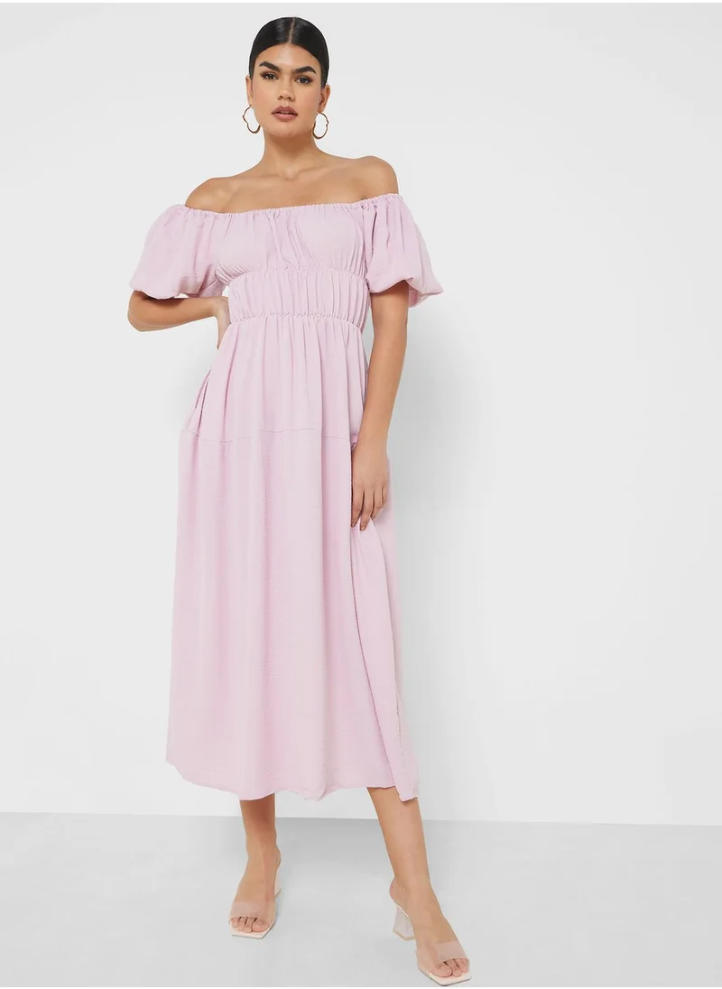 ELLA Off Shouldered Dress With Ruching