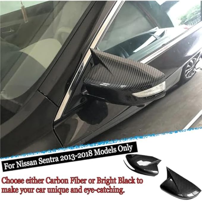 rayihni 2Pcs New Sports Rear Mirror Cover Caps For Nissan Sentra 20132019Altima Sedan 20132018 Abs Side Door Wing Mirror Cap Covers Exterior Car Accessories Carbon Fibe - Image 5