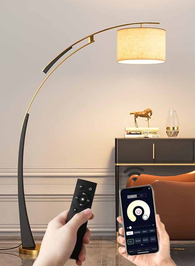 Tiokkss Floor Lamp with Remote Control & APP, Modern Floor Lamp with Bulb,Tall Lamp for Living Room with Hanging Drum Shade and Weighted Base - Image 2