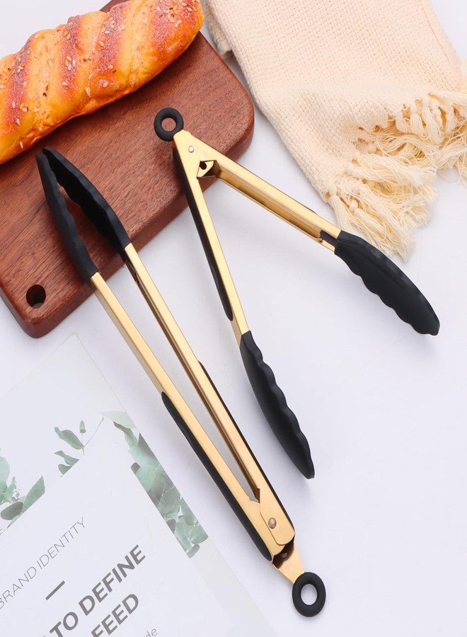 Mafier Stainless Steel Classic Kitchen Serving Food Party Gold Tongs 9" and 12" Cooking Tong with BPA Free Silicone Tips, Dishwasher Safe Serving Tools(set of 2) - Image 5