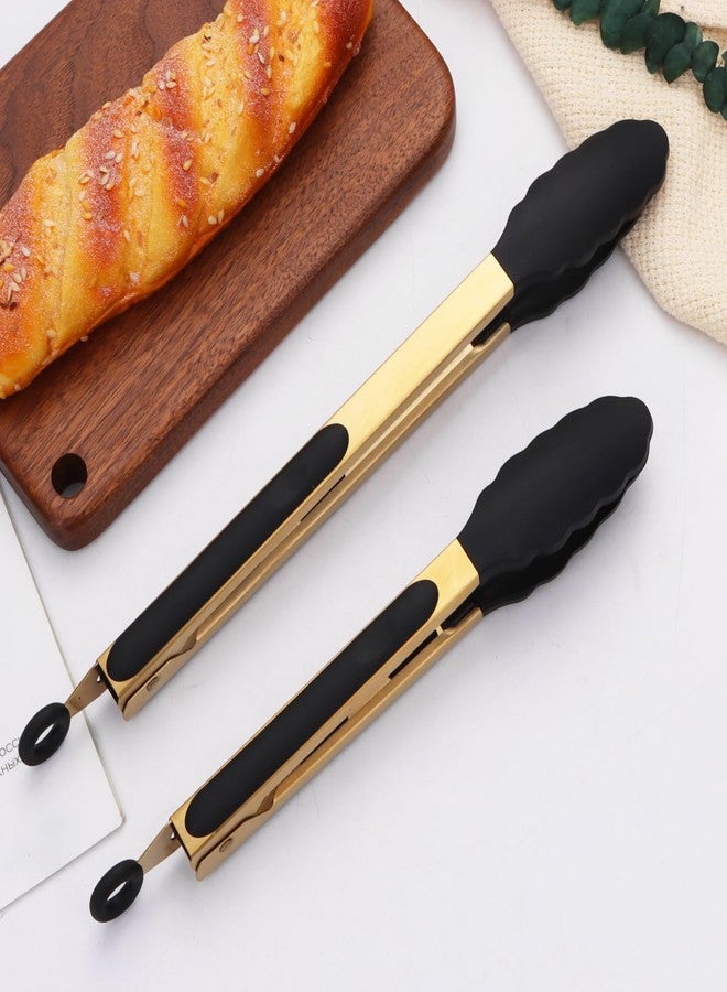 Mafier Stainless Steel Classic Kitchen Serving Food Party Gold Tongs 9" and 12" Cooking Tong with BPA Free Silicone Tips, Dishwasher Safe Serving Tools(set of 2) - Image 4