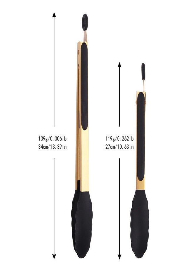 Mafier Stainless Steel Classic Kitchen Serving Food Party Gold Tongs 9" and 12" Cooking Tong with BPA Free Silicone Tips, Dishwasher Safe Serving Tools(set of 2) - Image 3