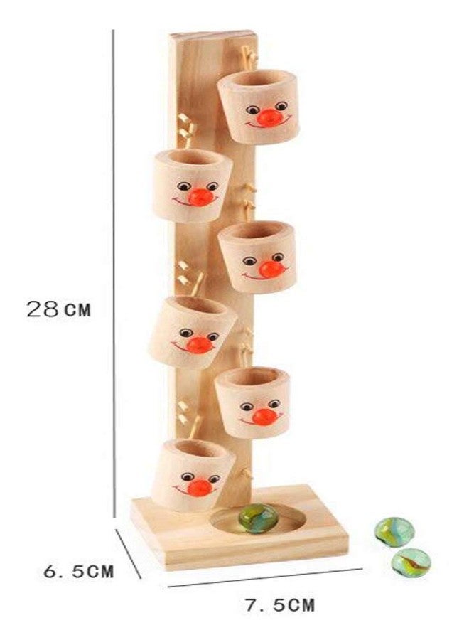 crazycrafts wooden toys for kids clown cup marbles children's toys montessori wooden tree marble ball run track game for boys and girls-Multi color,Pack of 1 set - Image 3