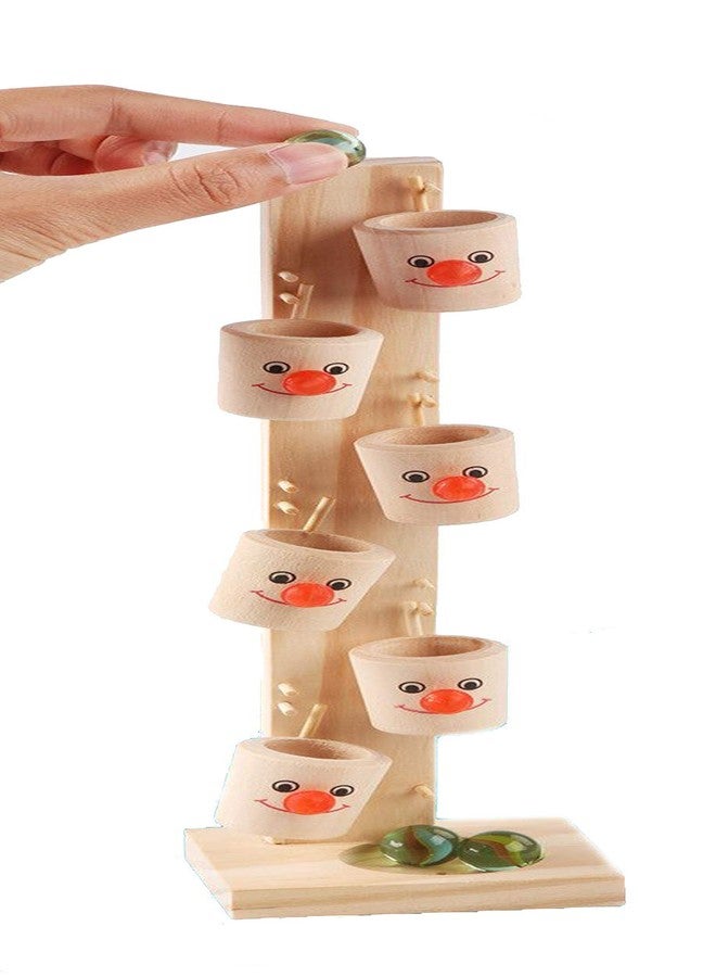 crazycrafts wooden toys for kids clown cup marbles children's toys montessori wooden tree marble ball run track game for boys and girls-Multi color,Pack of 1 set - Image 2