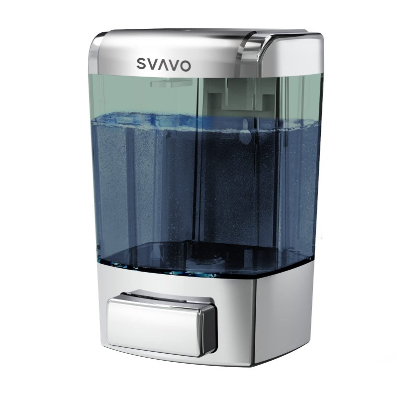 SVAVO موزع صابون مثبت على الحائط SVAVO للمطبخ والحمام موزع صابون يدوي قابل لإعادة التعبئة لموزع الصابون السائل لحاويات الشامبو هلام الغسيل للاستخدام المنزلي والتجاري 23.7 أونصة (700 مل) ABS - Image 1