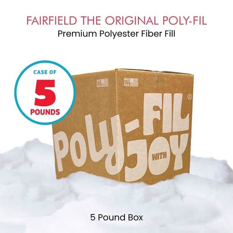 Fairfield The Original Poly-Fil, Premium Polyester Fiber Fill, Soft Pillow Stuffing, Stuffing for Stuffed Animals, Toys, Cloud Decorations, and More, Machine-Washable Poly-Fil Fiber Fill, 5 lbs. Box - Image 2