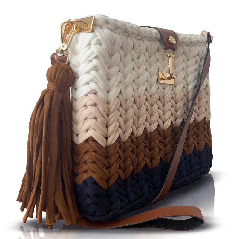 CHQEL Evening Clutch Bag for Women, Handmade Crochet Wedding Party Purse, Small Flap Formal Crossbody Handbag Evening Clutch (Autumn) - Image 3