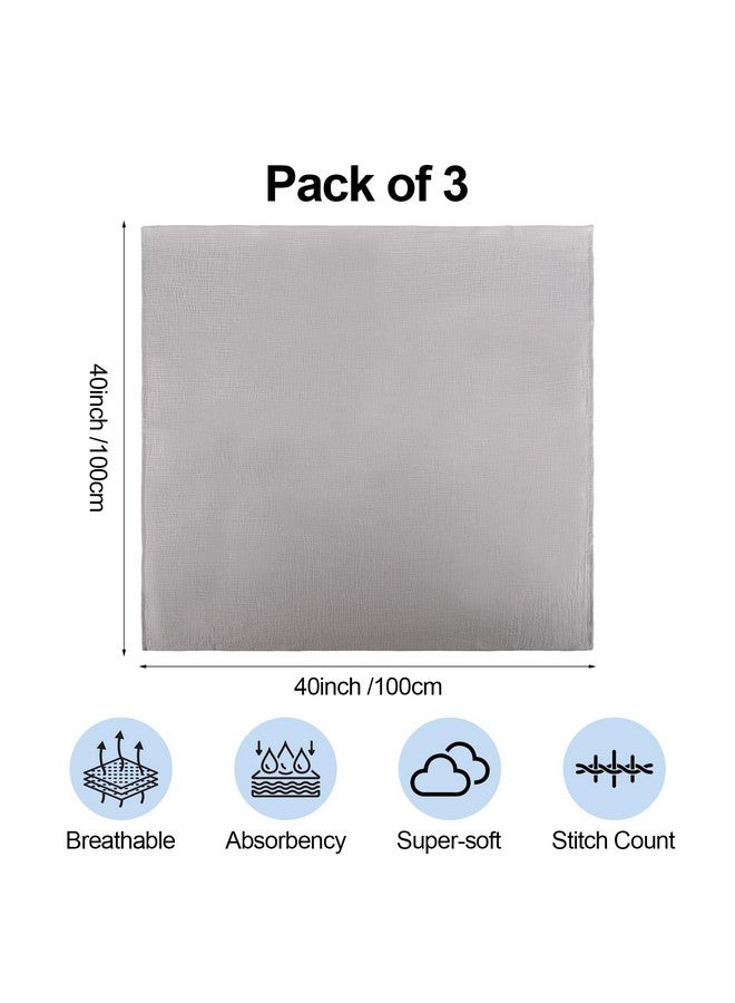 Arnzion 3 Pack Muslin Swaddle Blankets (40x40in) - Ultra Soft Breathable Wraps for Newborn Swaddling, Nursing, and Toddler Playtime, Unisex Design - Image 4