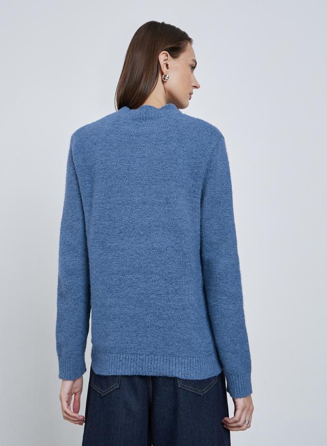 Styli Medium Blue Regular Fit Textured Sweater - Image 4