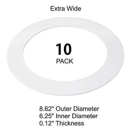 harrrrd 10 Pack Gloss White Goof Trim Ring for 8" Inch Recessed Can Lighting Down Light, Outer Diameter 8.6 Inches, Inner Diameter 6.2 Inches - Image 2
