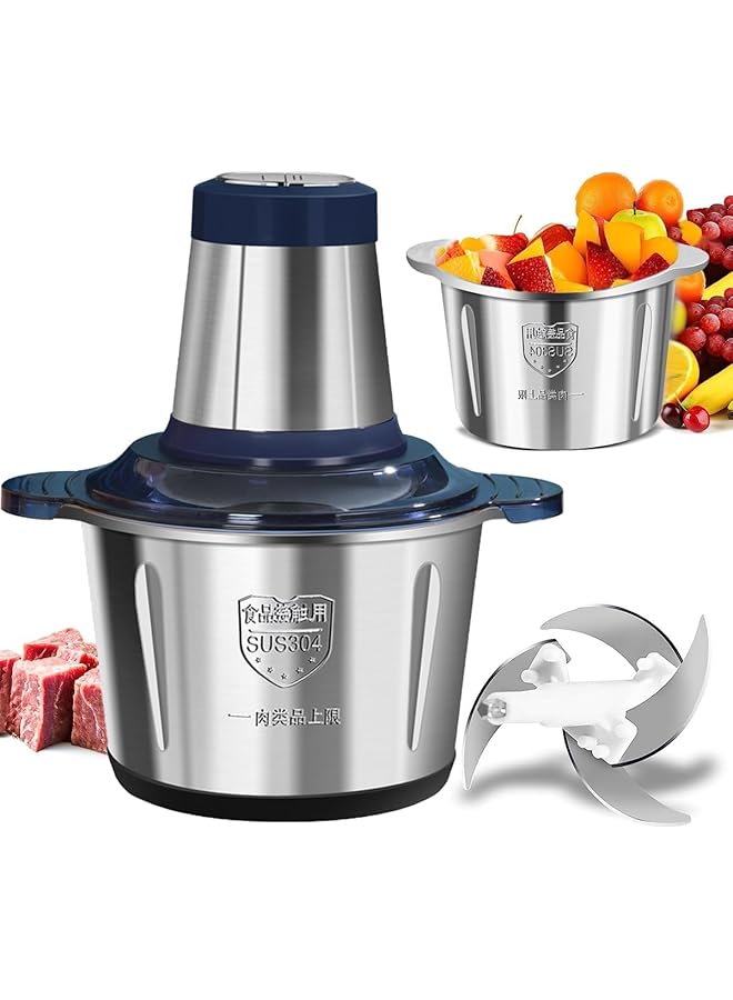 erorex Electric Meat Grinder Food Processor Stainless Steel Meat Mixer Food Chopper For Meat Vegetables Fruits And Nuts With 4 Sharp Blades Stainless Steel Food Grinder For Meat 3L - Image 1