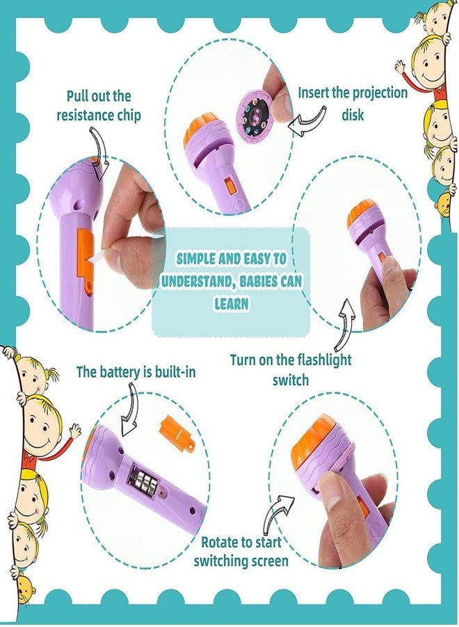 Bloombec 3 Slides 24 Patterns Mini Projector Torch Toy Slide Flashlight Projector Torch for Kids Educational Learning Toys, Sleeping Story Toys for Toddlers, Animal, Foods and Space - Image 5