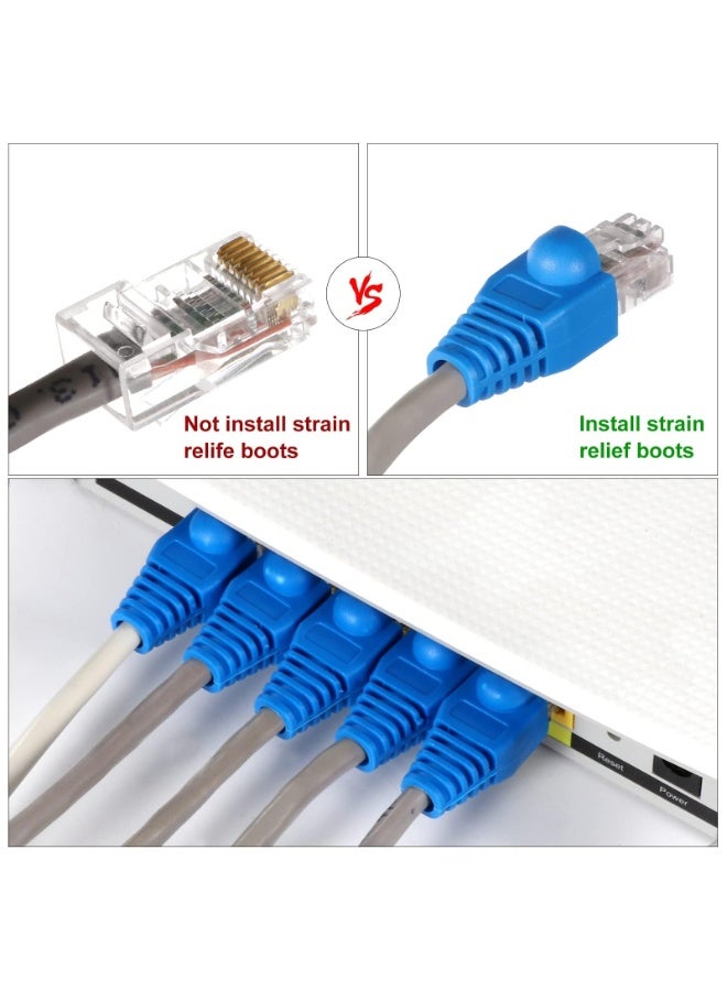 43 Pcs Crimp Tool Kit Cat6 RJ45 Crimping Tool with RJ45 Cat6 Pass Through Connectors, Covers, Wire Punch Down Cutter and Network Cable Tester - Image 5