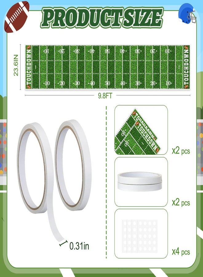 Hedeey 2Pcs Football Field Rug, 10Ft Long Field Aisle Touchdown Runners, Football Floor Runner for Superbowl Game Day Birthday Party Supplies, 24 x 120 Inch - Image 2