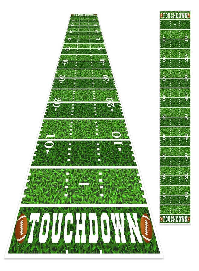Hedeey 2Pcs Football Field Rug, 10Ft Long Field Aisle Touchdown Runners, Football Floor Runner for Superbowl Game Day Birthday Party Supplies, 24 x 120 Inch - Image 1