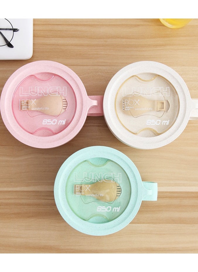Wheat Straw Lunch Bowl, Soup Mugs with Lids, 850ml, Microwavable Box, Travel Food Containers, Insulated Bento Boxes with Spoons