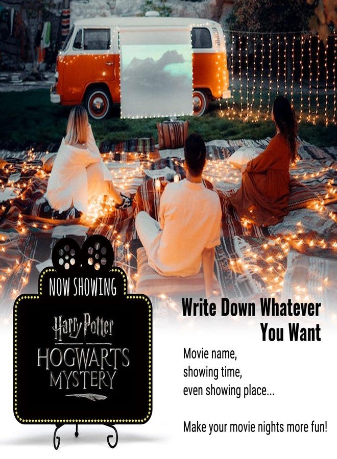 Tiptrek مستلزمات ليلة مشاهدة الأفلام، نقدم لكم الآن ديكورات سينمائية عائلية على شكل سبورة سوداء للمنزل، وللأماكن الخارجية، ولحفلات الأفلام، تتضمن سبورة واحدة، وحامل معدني واحد، وأربعة أقلام طباشير. - Image 2