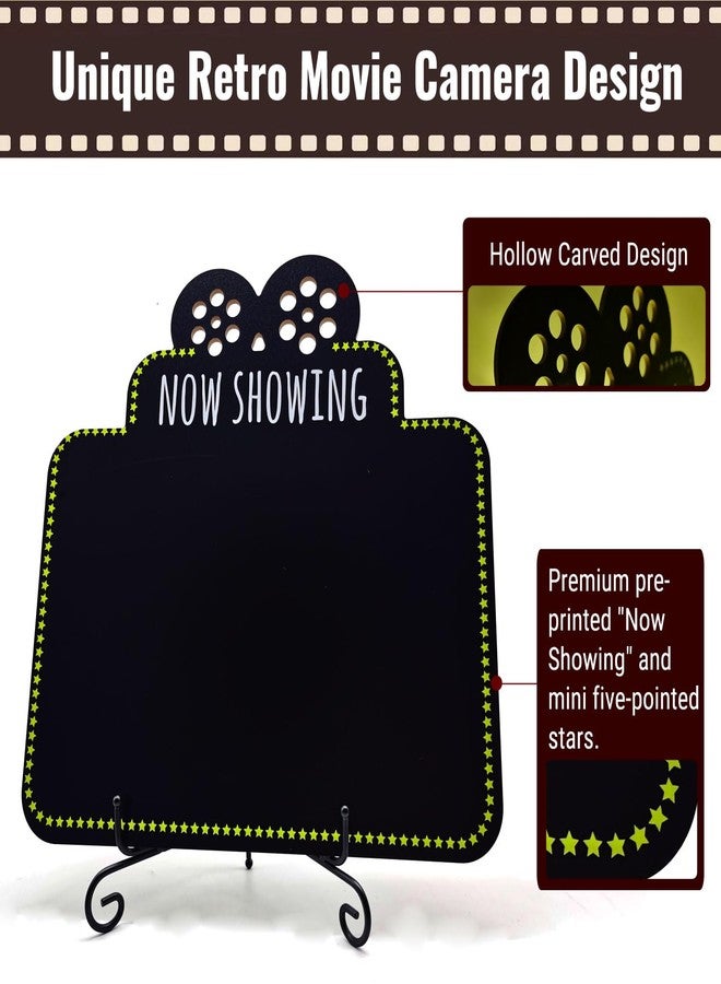 Tiptrek مستلزمات ليلة مشاهدة الأفلام، نقدم لكم الآن ديكورات سينمائية عائلية على شكل سبورة سوداء للمنزل، وللأماكن الخارجية، ولحفلات الأفلام، تتضمن سبورة واحدة، وحامل معدني واحد، وأربعة أقلام طباشير. - Image 3