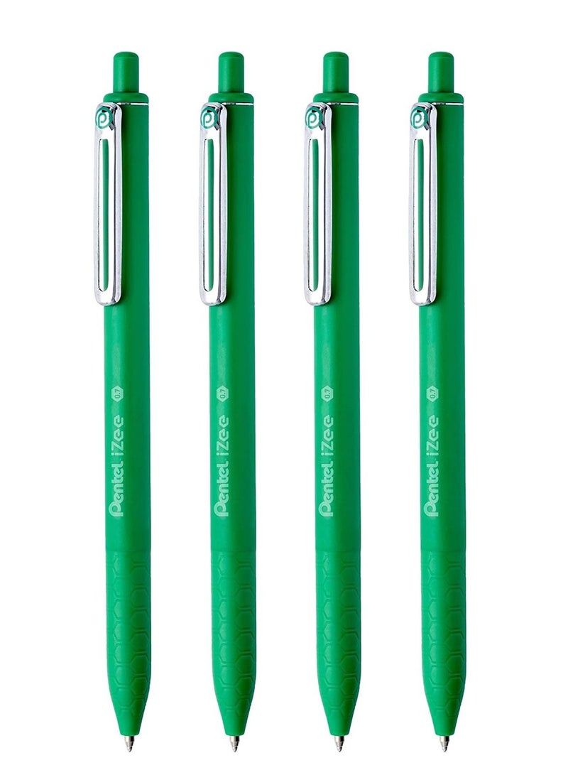 Pentel قلم حبر جاف قابل للسحب من إيزي، 4 قطع، طرف 0.7 مم، حبر أخضر - Image 1
