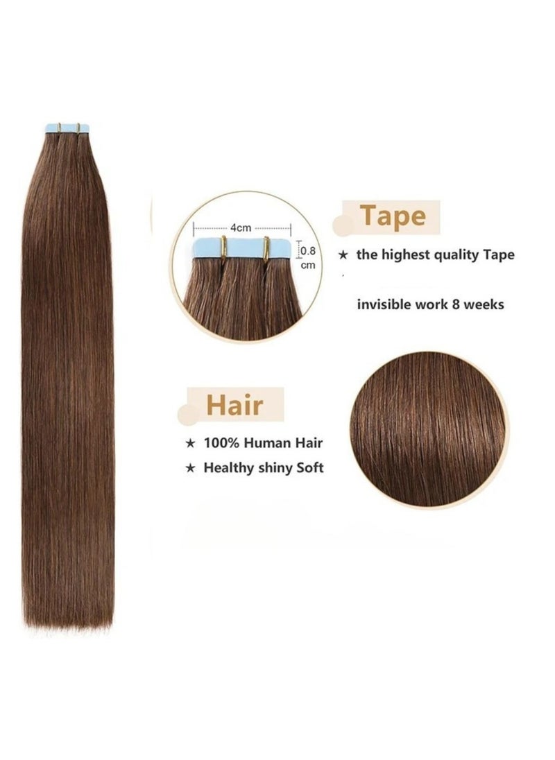 Estelle Invisible Tape in Hair Extensions, Natural Human Hair Extensions 20 Pieces 50 Grams ,brown  - Image 3