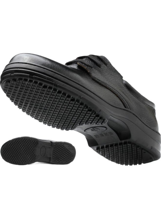 Old housekeeper Butler Men'S Slip-Resistant Kitchen Chef Shoes Hotel Work Shoes Oil-Resistant Waterproof Lightweight Breathable Cowhide Src 42 - Image 1