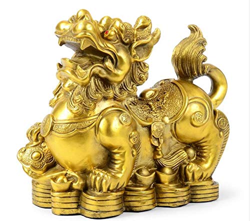 AMTOOCH Feng Shui pi yao Brass Statue a pair Wealth pixiu sculpture Golden Home Decoration Figurine,Attract money and Good Luck - Image 5