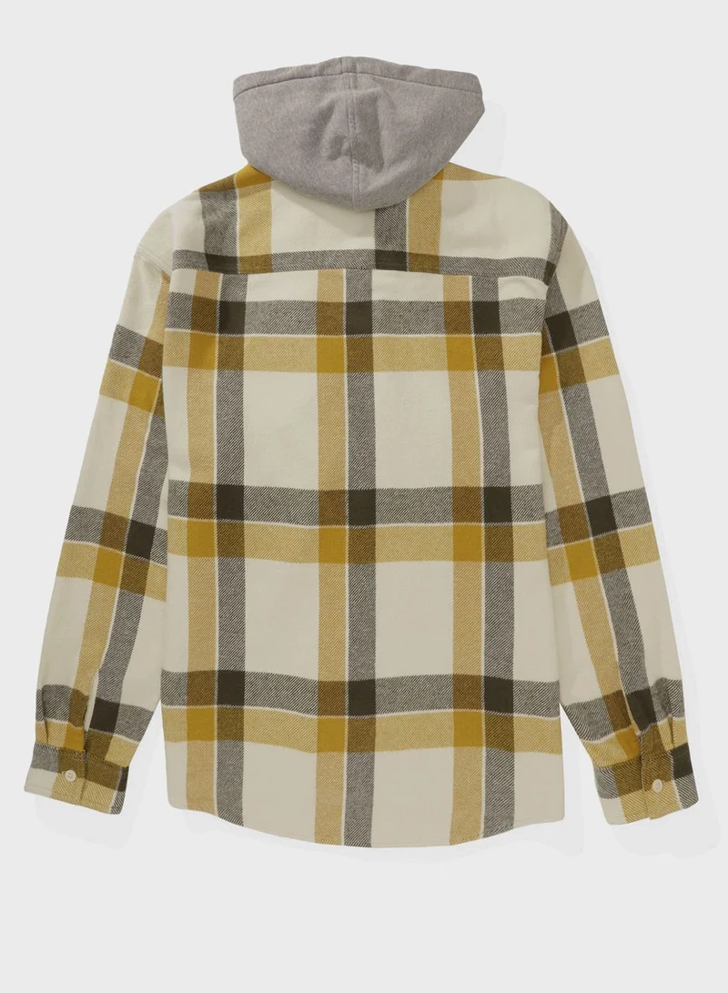 American Eagle Checked Hooded Shirt