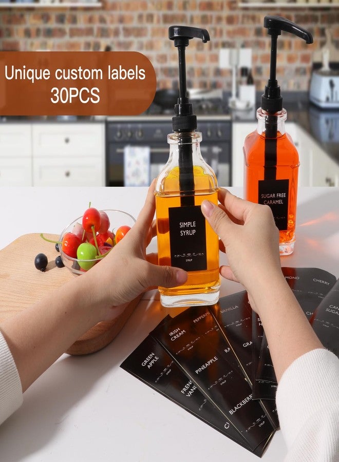 STARSIDE 16 oz Coffee Syrup Dispenser,2 pcs Clear Glass Syrup Bottle with 1/4oz Capacity Pump,Syrup Dispenser for Coffee Bar with Plastic Pump and Syrup Labels - Image 5