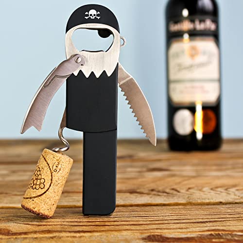 Suck UK Pirate Bottle Opener | Pirate Wine Opener | Corkscrew Keychain | Legless Pirate Cork Screw | Funny Bartender Gifts | Novelty Kitchen Gadgets | Foil Cutter | Funny Boat Kitchen Accessories - Image 2