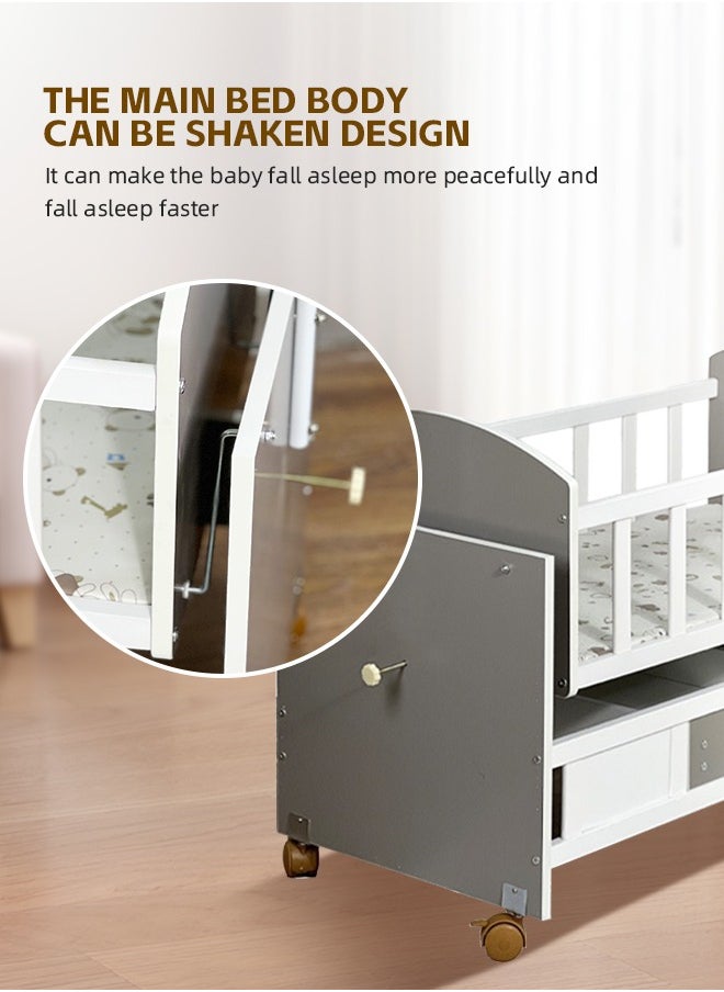 Soft Touch - 3 In 1 Baby Bassinet Baby Bedside with Mosquito Sleeper Baby Cot with Mosquito Net with Drawer Sturdy Structure for Newborn and Infant 99x50x50CM - Image 1