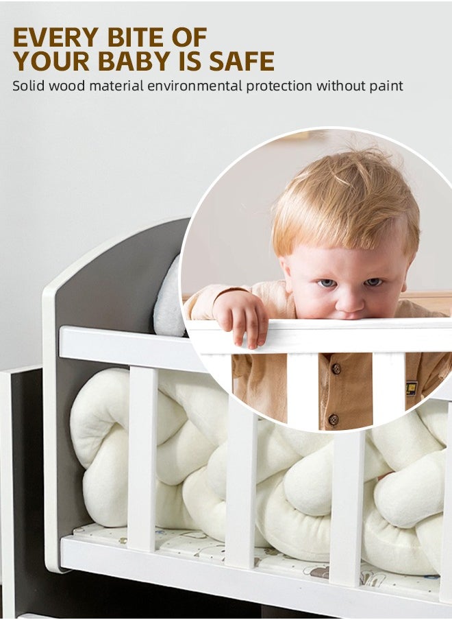Soft Touch - 3 In 1 Baby Bassinet Baby Bedside with Mosquito Sleeper Baby Cot with Mosquito Net with Drawer Sturdy Structure for Newborn and Infant 99x50x50CM - Image 1
