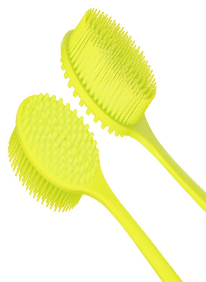DNC Soft Silicone Back Scrubber Shower Softening Bath Body Brush with Long Handle, BPA-Free, Hypoallergenic, Eco-Friendly (Green) - Image 2