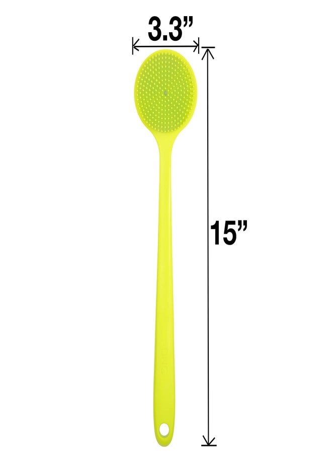 DNC Soft Silicone Back Scrubber Shower Softening Bath Body Brush with Long Handle, BPA-Free, Hypoallergenic, Eco-Friendly (Green) - Image 4