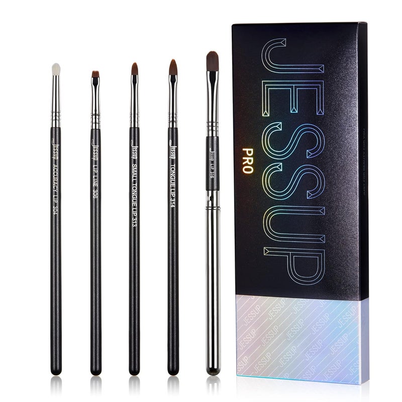 Jessup Jessup Lip Brush Set, Professional Lip Makeup Brushes for Lipstick Streak-Free Application, Premium Synthetic Hair,Contour Define and Accentuate Your Lip 5pcsT325