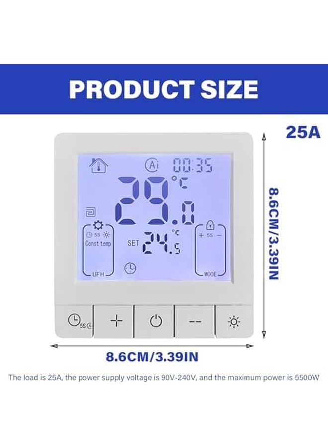 K5h25a منظم حرارة أرضي كهربائي قابل للبرمجة 25 أمبير بشاشة LCD وإضاءة خلفية وتحكم عن بعد - Image 4
