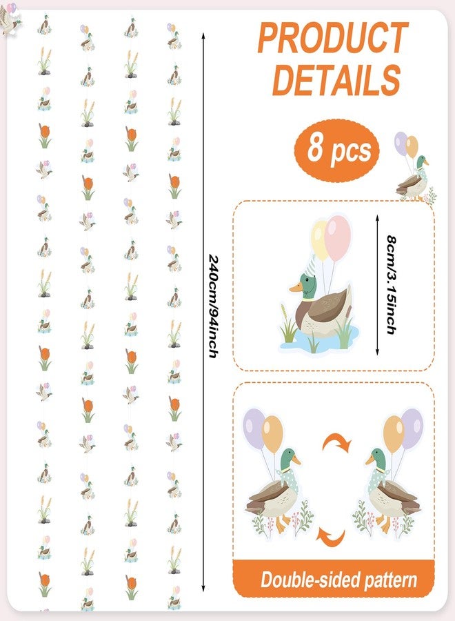 Weekgrat 8 Pcs Mallard Duck Garland Banner Double Sided Lucky Duck String Hanging Decoration Cute Mallard Ducks Streamers Baby Shower Photo Booth Props for Birthday Party Decoration Supplies - Image 4