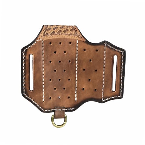TOURBN Handmade Leather Multitool Sheath for Belt, EDC Pocket Organizer Compatible with Leatherman Wave Plus, Free P4, Signal, Gerber & SOG, Multitool Holster with Flashlight Holder & Key Clip, Gifts for Men - Image 4