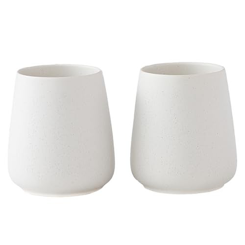 Eyrozia Speckled White Toothbrush Holder Set - 2Pcs Bathroom Ceramic Tooth Brushing Holders, Toothbrush Cup, Toothpaste Organizer for Countertop, Makeup Brush Holder, Pen Holder for Home Desktop Storage - Image 1